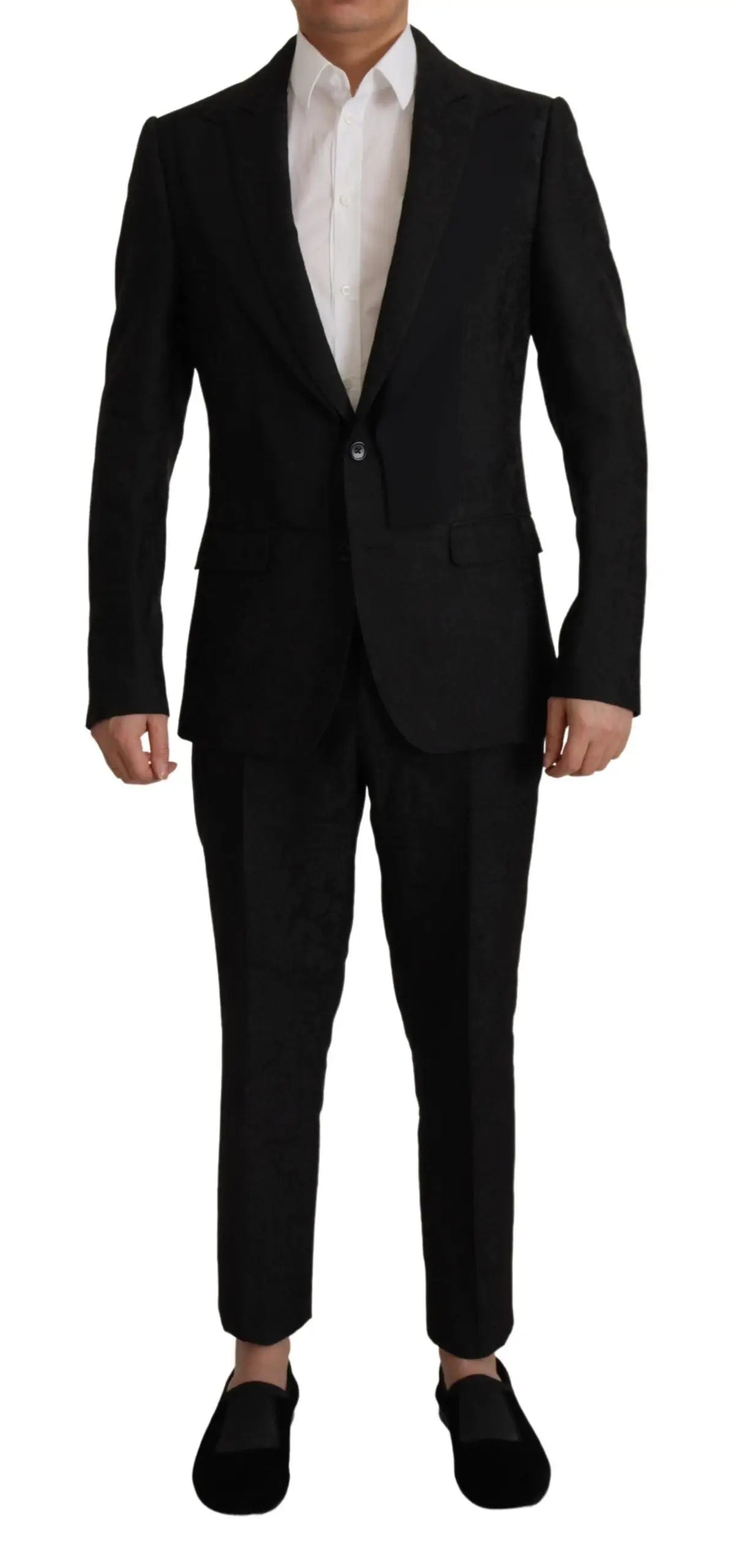 Costume deux pièces martini noir en polyester dolce & gabbana avec veste croisée à un bouton et pantalon assorti blanc
