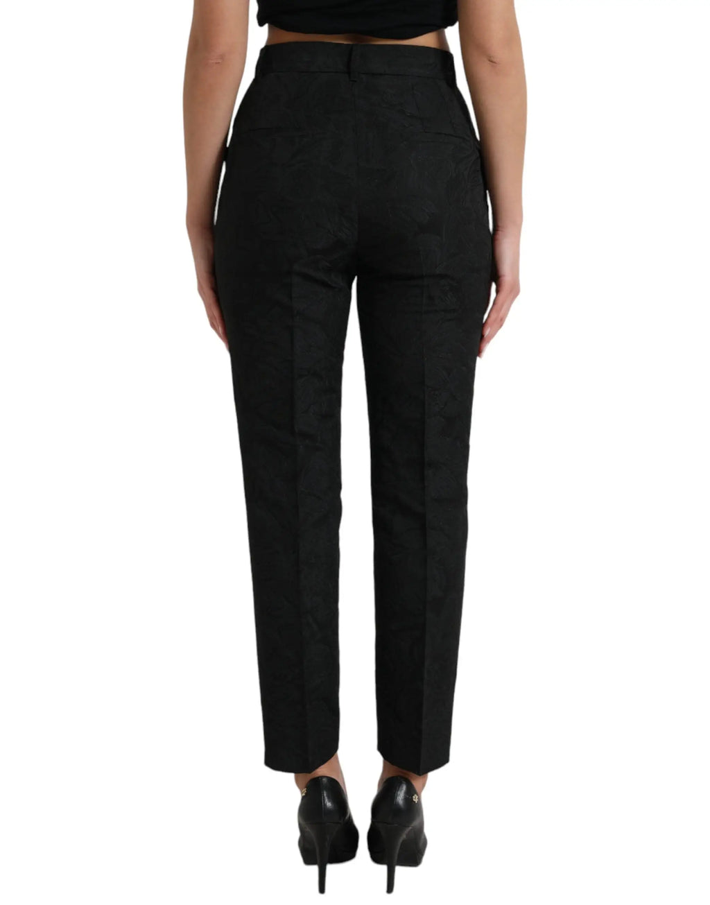 Pantalon noir dolce & gabbana en polyester taille haute coupe droite pour un style élégant et moderne