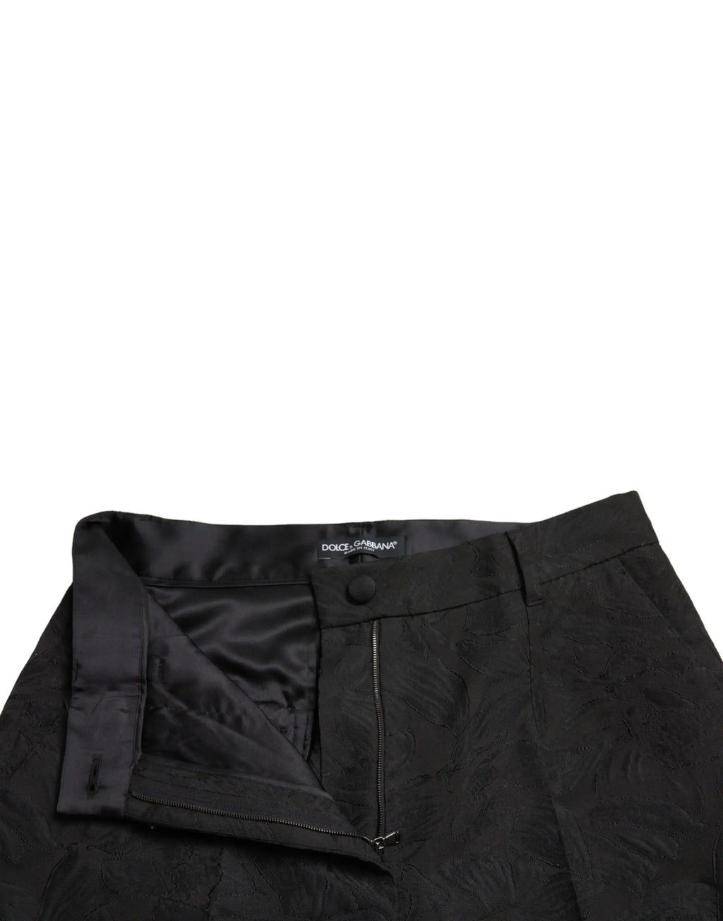 Pantalon dolce & gabbana noir en polyester taille haute avec motif texturé subtil et doublure satinée