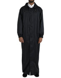 Dolce & gabbana veste coupe-vent longue noire en polyester avec capuche et fermeture éclair