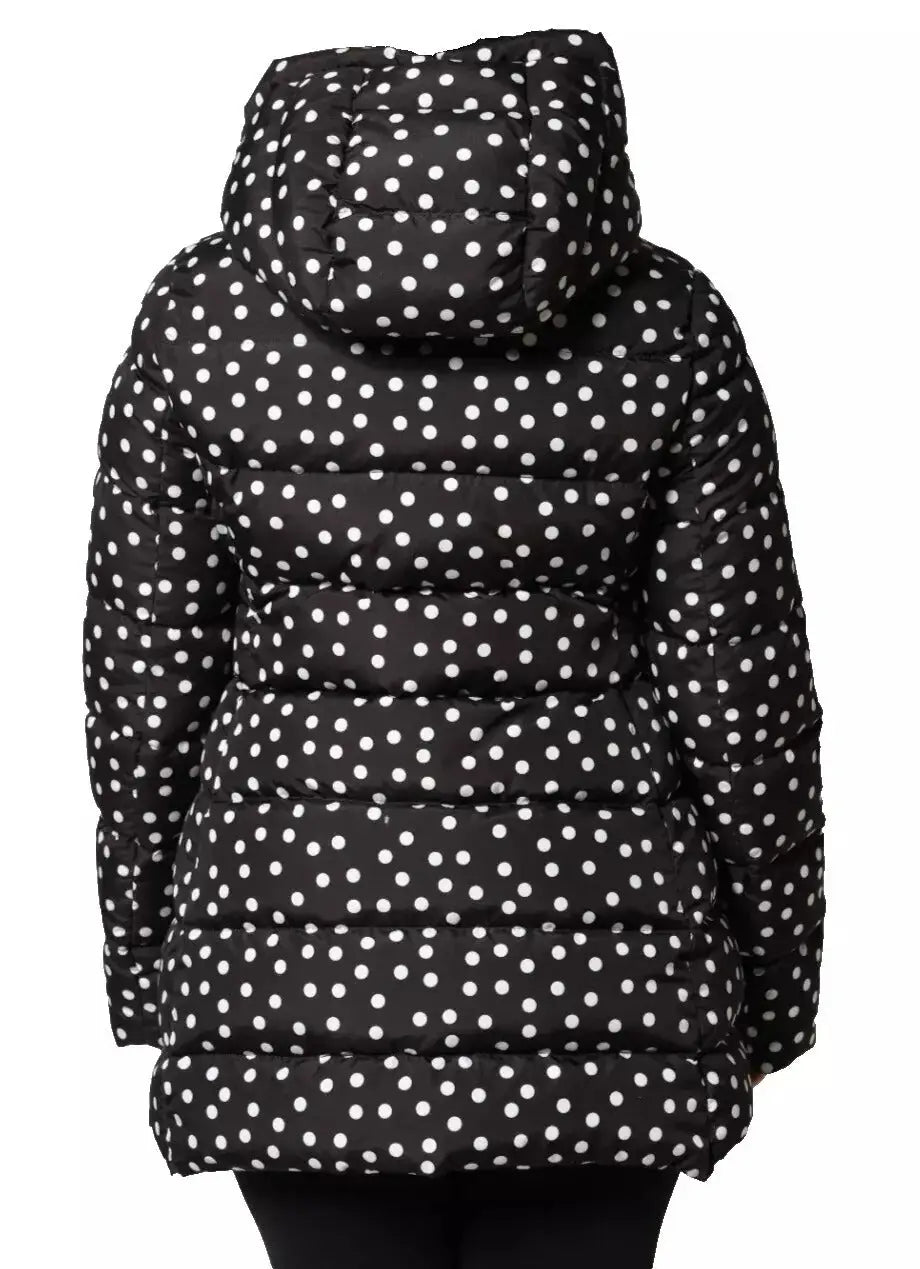 Dolce & Gabbana veste réversible noire en polyester avec manteau matelassé à pois blancs