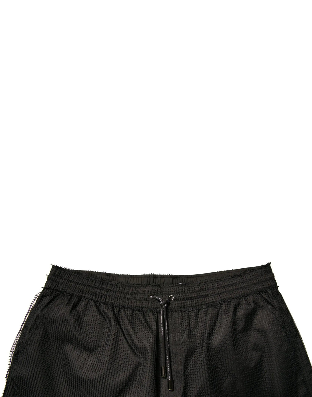 Shorts noirs dolce & gabbana en jersey de polyester avec taille mi-haute et ceinture élastique à cordon de serrage