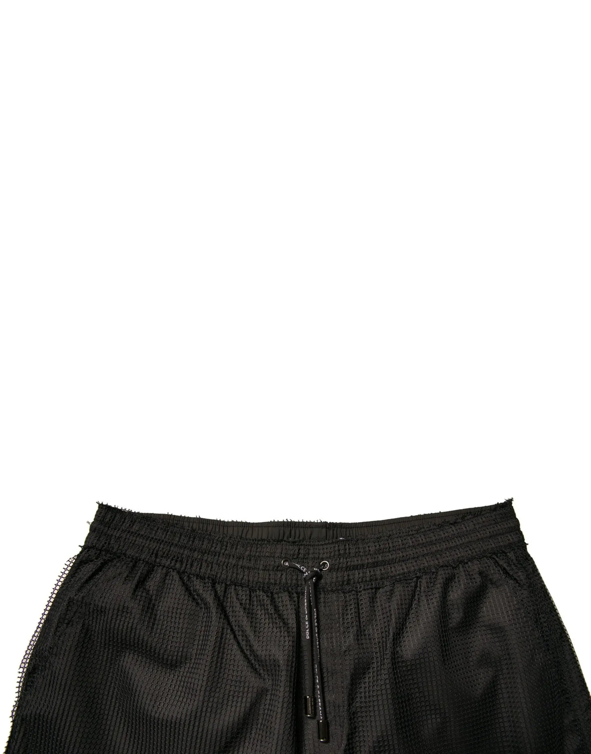Shorts noirs dolce & gabbana en jersey de polyester avec taille mi-haute et ceinture élastique à cordon de serrage