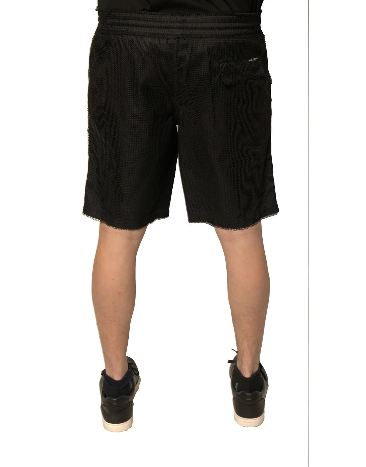Dolce & gabbana short noir en velours côtelé polyester avec texture côtelée et taille élastique