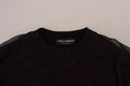 Dolce & gabbana pull noir en polyester pour homme avec manches en maille transparente et col côtelé