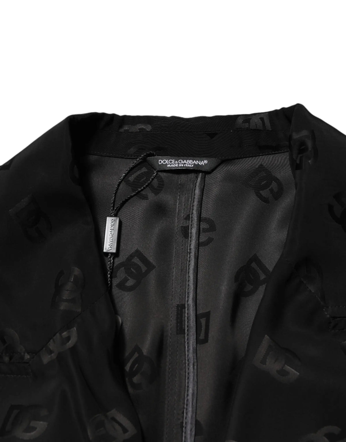 Veste noire dolce & gabbana en polyester avec motif monogramme logo subtil répété