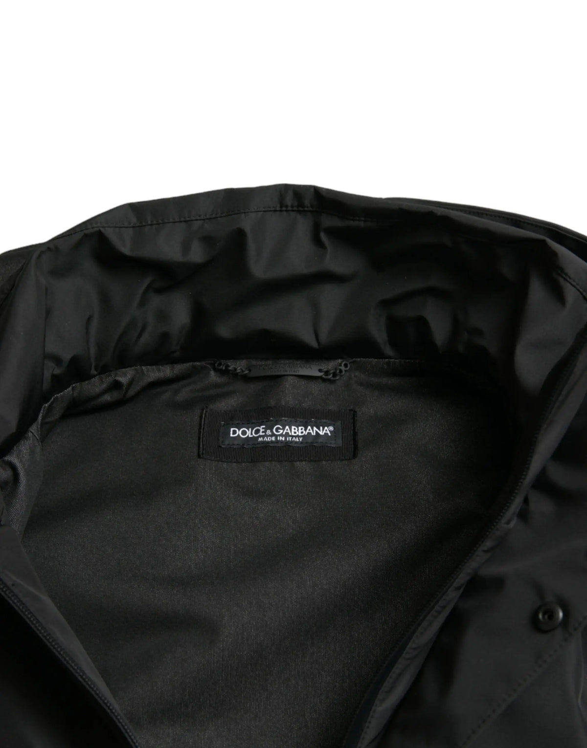 Veste à capuche dolce & gabbana noire en polyester avec tissu brillant et détails de coutures discrètes