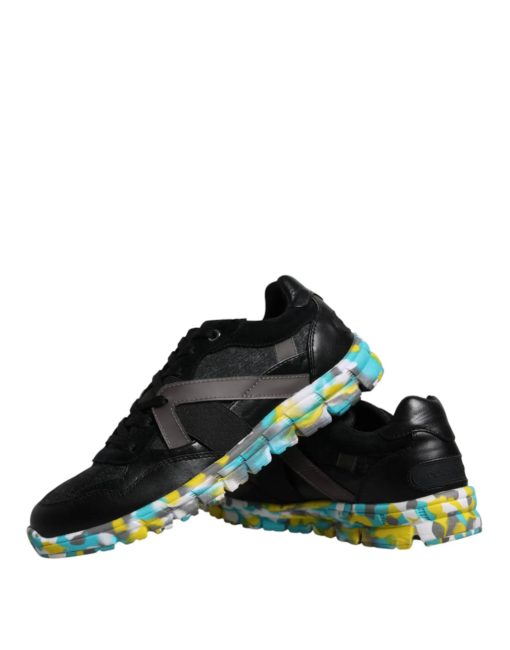 Dolce & gabbana baskets basses homme en polyester noir et gris avec semelle colorée multicolore en caoutchouc