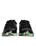 Baskets basses pour homme dolce & gabbana en polyester noir avec semelles géométriques multicolores vibrantes
