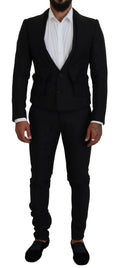 Dolce & gabbana costume homme noir polyester 2 pièces martini avec gilet trois boutons et chemise blanche
