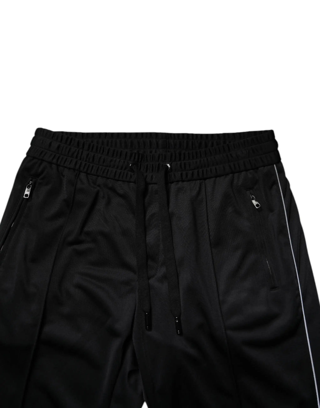 Pantalon de jogging noir pour homme dolce & gabbana en polyester avec taille à cordon et bandes blanches sur les côtés