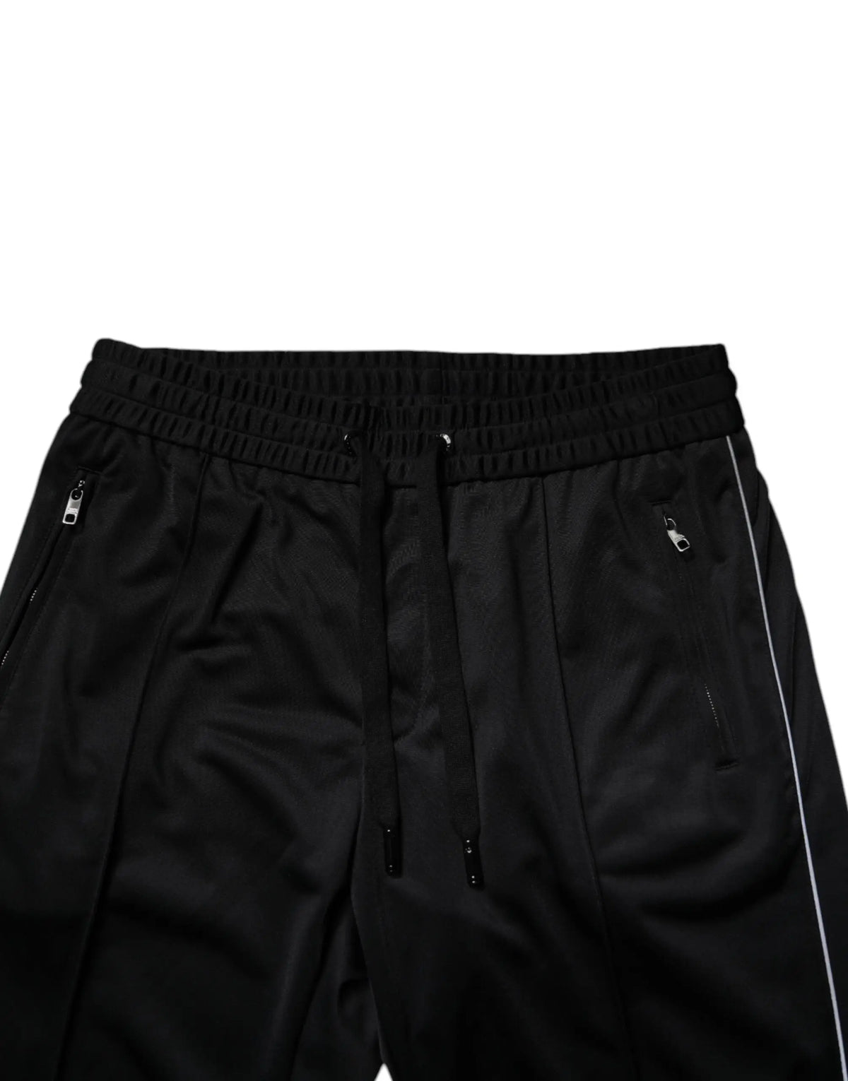 Pantalon de jogging noir pour homme dolce & gabbana en polyester avec taille à cordon et bandes blanches sur les côtés