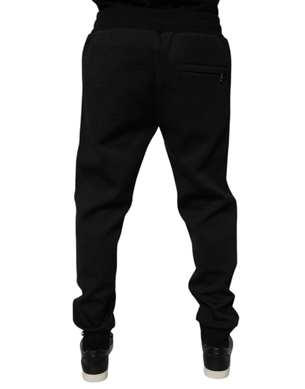 Dolce & gabbana pantalon de jogging homme noir en polyester avec tissu doux type polaire et poignets elastiques