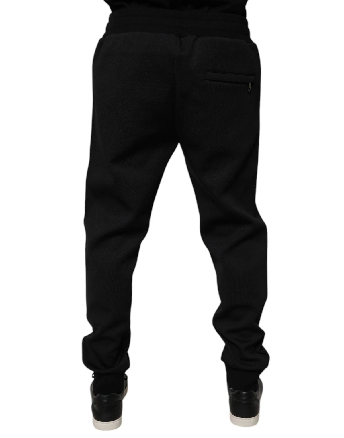 Dolce & gabbana pantalon de jogging homme noir en polyester avec tissu doux type polaire et poignets elastiques