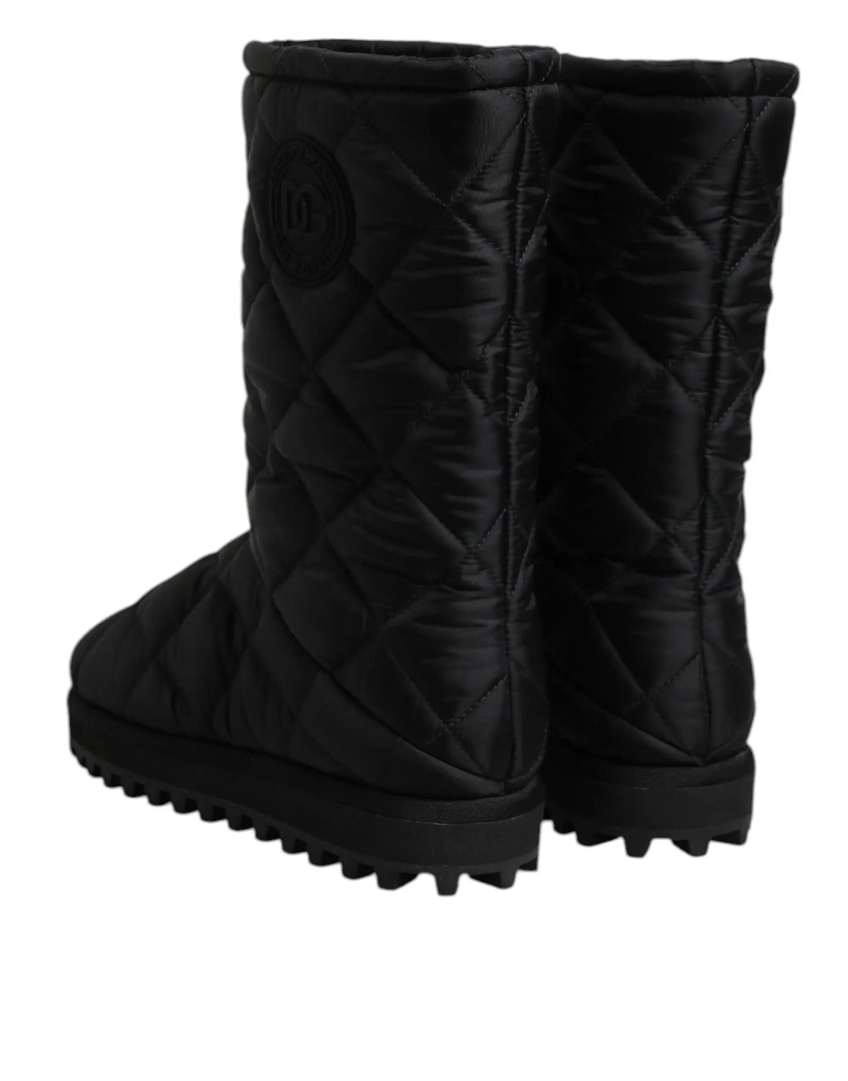 Bottes noires matelassées mi-mollet dolce & gabbana en polyester avec semelles cloutées pour hiver