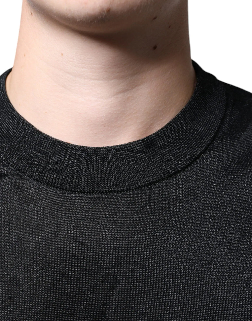 Pull en maille fine noir dolce gabbana en polyester à col rond côtelé pour usage décontracté