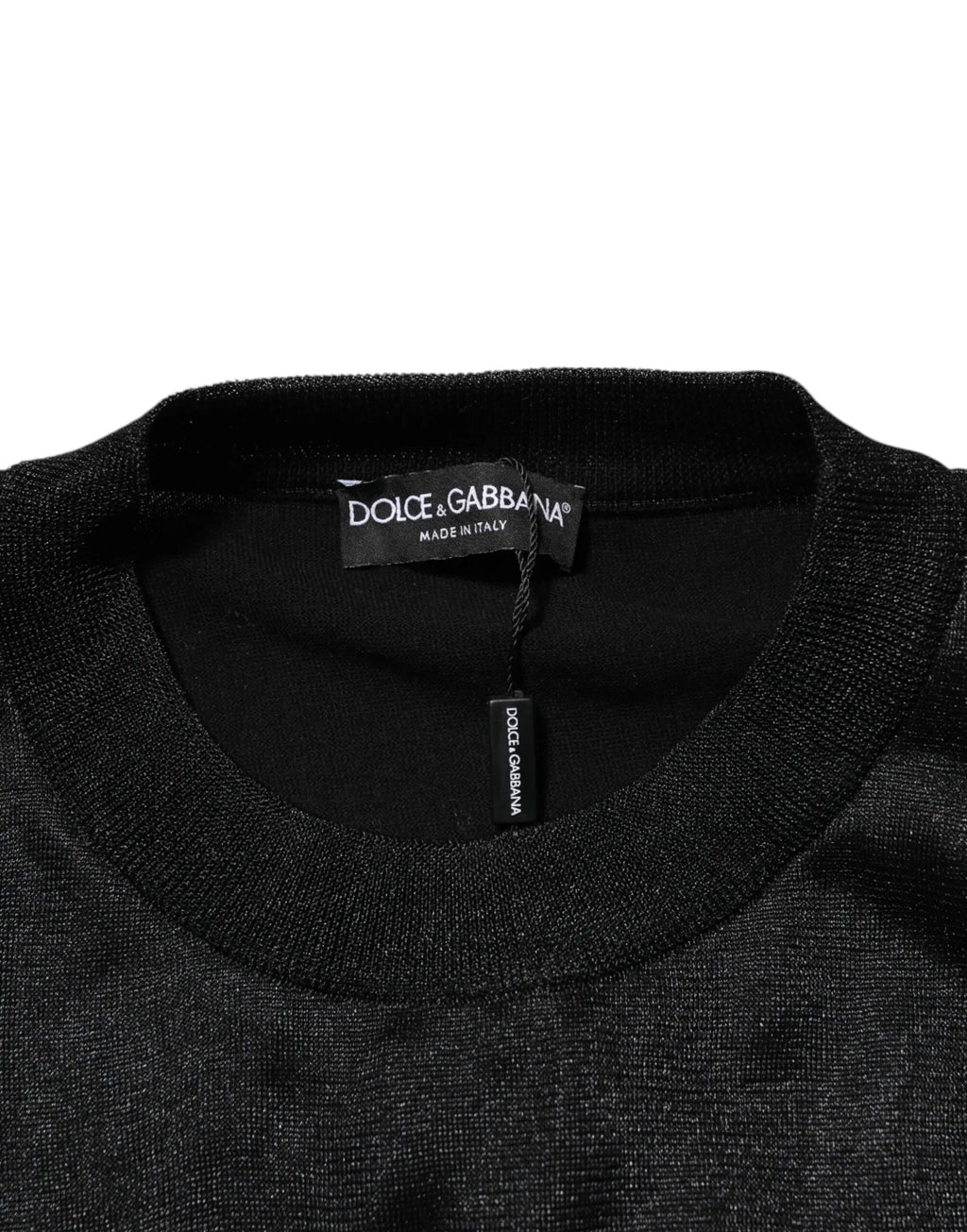 Pull polyester noir dolce & gabbana à maille texturée subtile pour homme