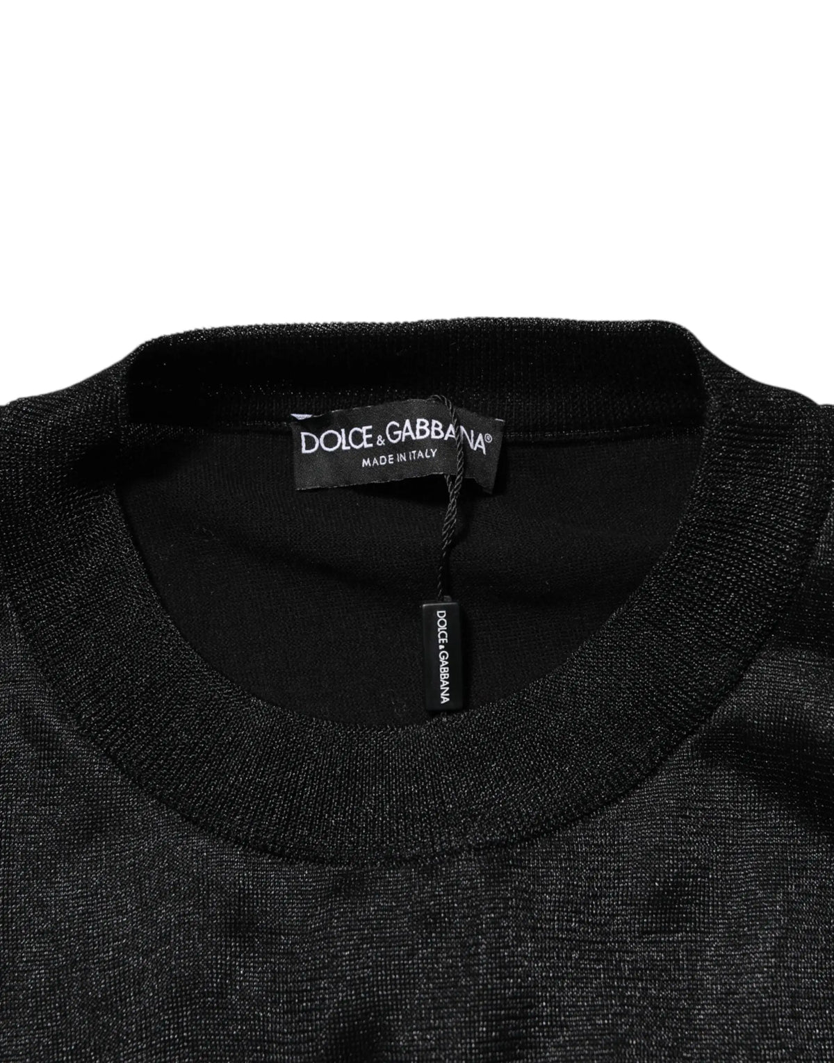 Pull polyester noir dolce & gabbana à maille texturée subtile pour homme