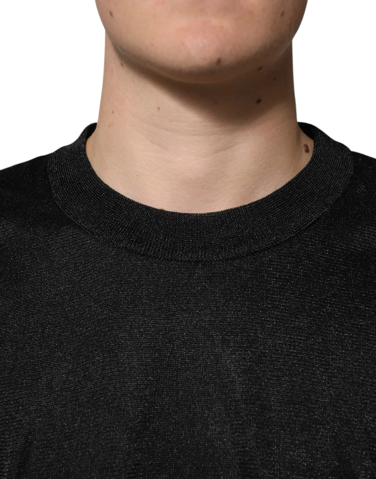 Dolce & gabbana pull en polyester noir avec texture en maille col rond style sweatshirt