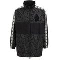 Veste noire dolce & gabbana en polyester avec motif monogramme et bandes blanches logo sur manches et devant