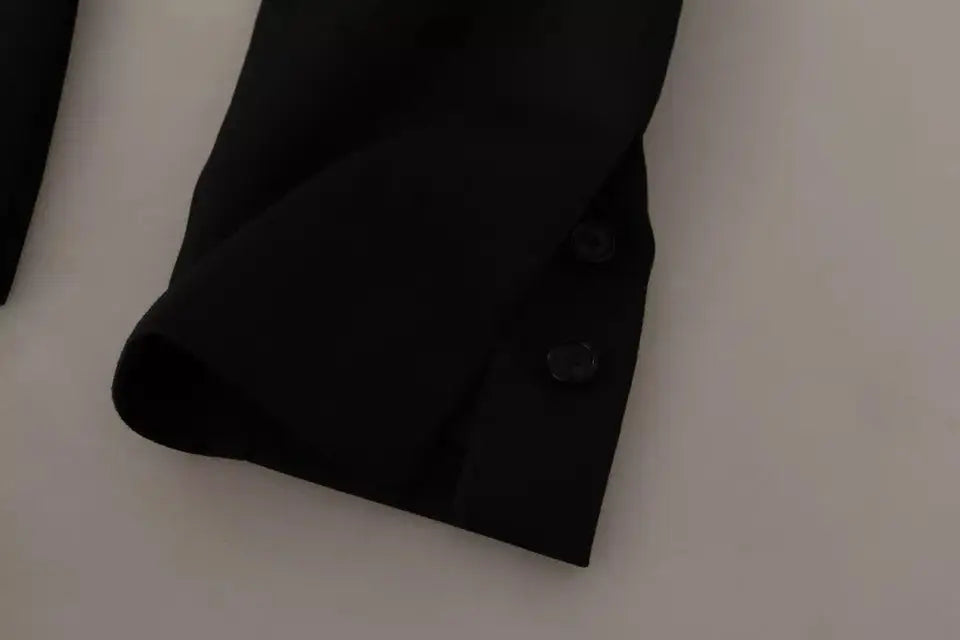 Bouton noir sur manchette dune veste blazer dolce & gabbana en polyester lisse et ajusté
