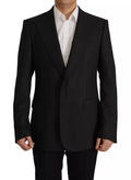 Veste blazer noire dolce & gabbana en polyester avec coupe simple boutonnage et revers crantés classiques