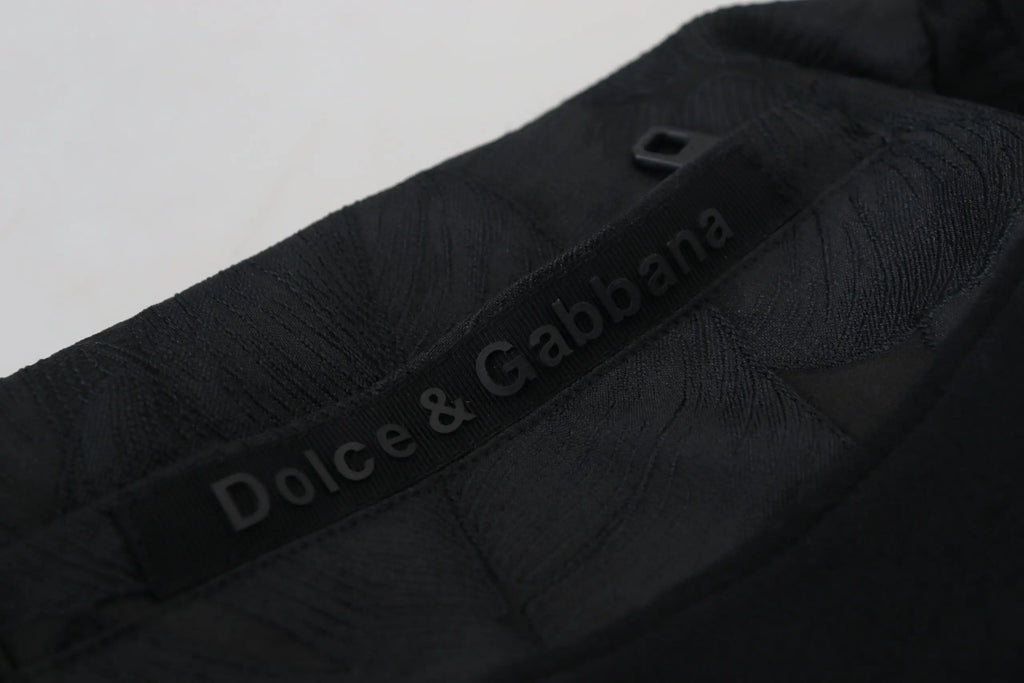 Étiquette noire dolce & gabbana embossée sur tissu texturé sur pantalon jogger skinny homme en polyester noir
