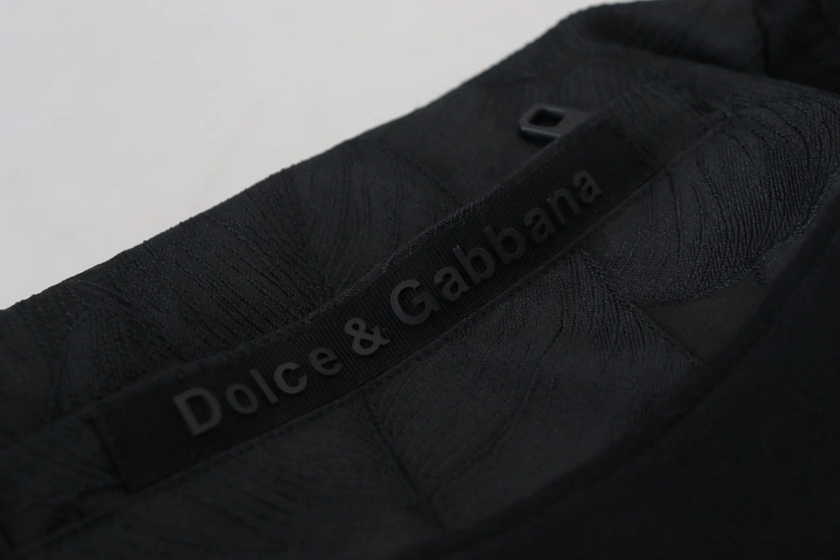 Étiquette noire dolce & gabbana embossée sur tissu texturé sur pantalon jogger skinny homme en polyester noir