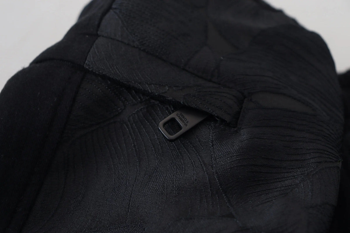 Sac à dos noir en tissu texturé avec une légère brillance et une petite tirette noire dans le pantalon jogging skinny pour homme dolce & gabbana en polyester