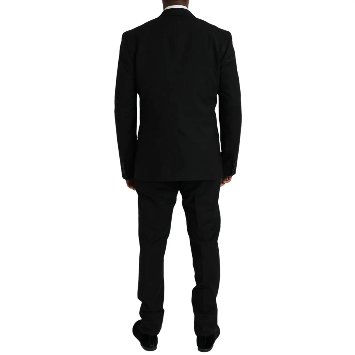 Costume trois pièces noir dolce & gabbana en polyester avec coupe classique et texture subtile pour usage formel