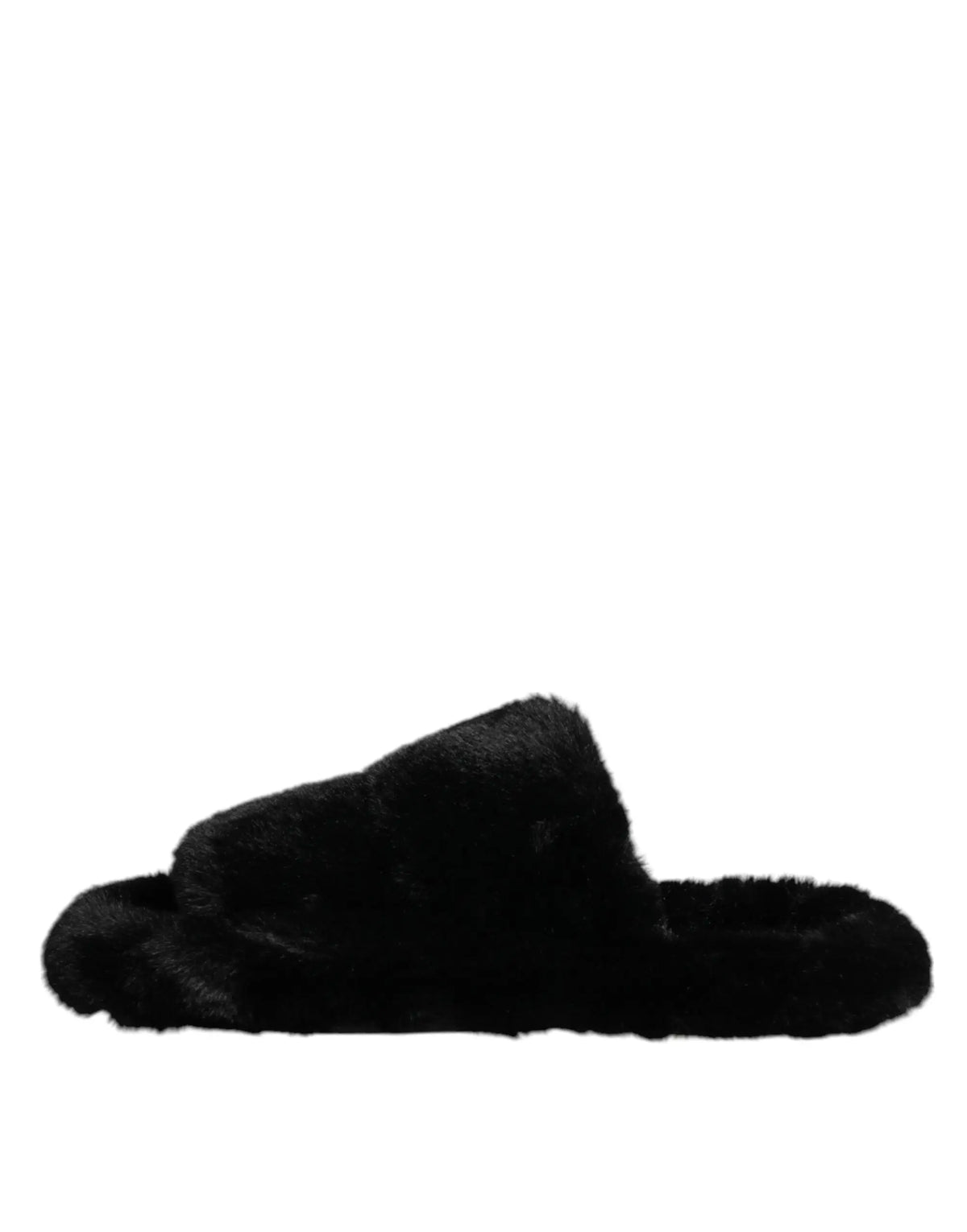 Sandales mules dolce & gabbana en velours polyester noir avec fourrure synthétique douce et design confortable