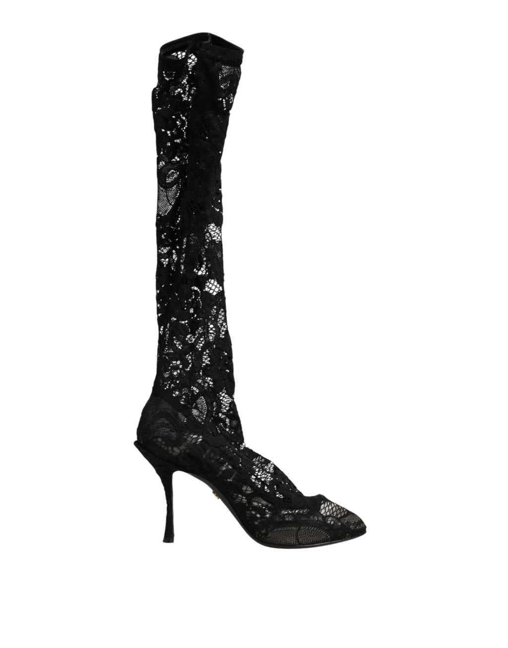 Dolce & Gabbana bottes chaussettes en dentelle taormina noires avec motif floral et talon aiguille élégant