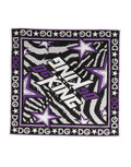 Dolce & gabbana foulard en coton noir et violet avec étoiles blanches et rayures zèbre noires dg king 51cm x 49,5cm