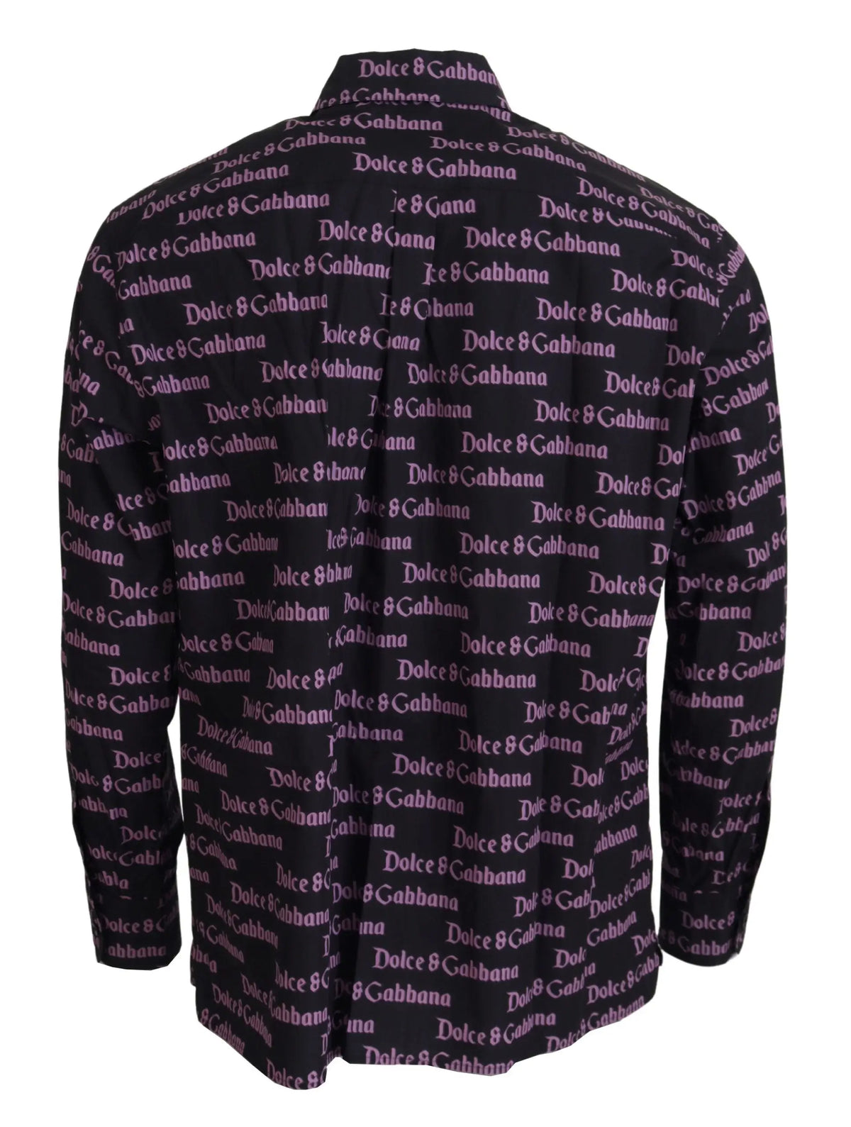 Chemise formelle slim dolce & gabbana noire à manches longues avec imprimé logo blanc répétitif purple