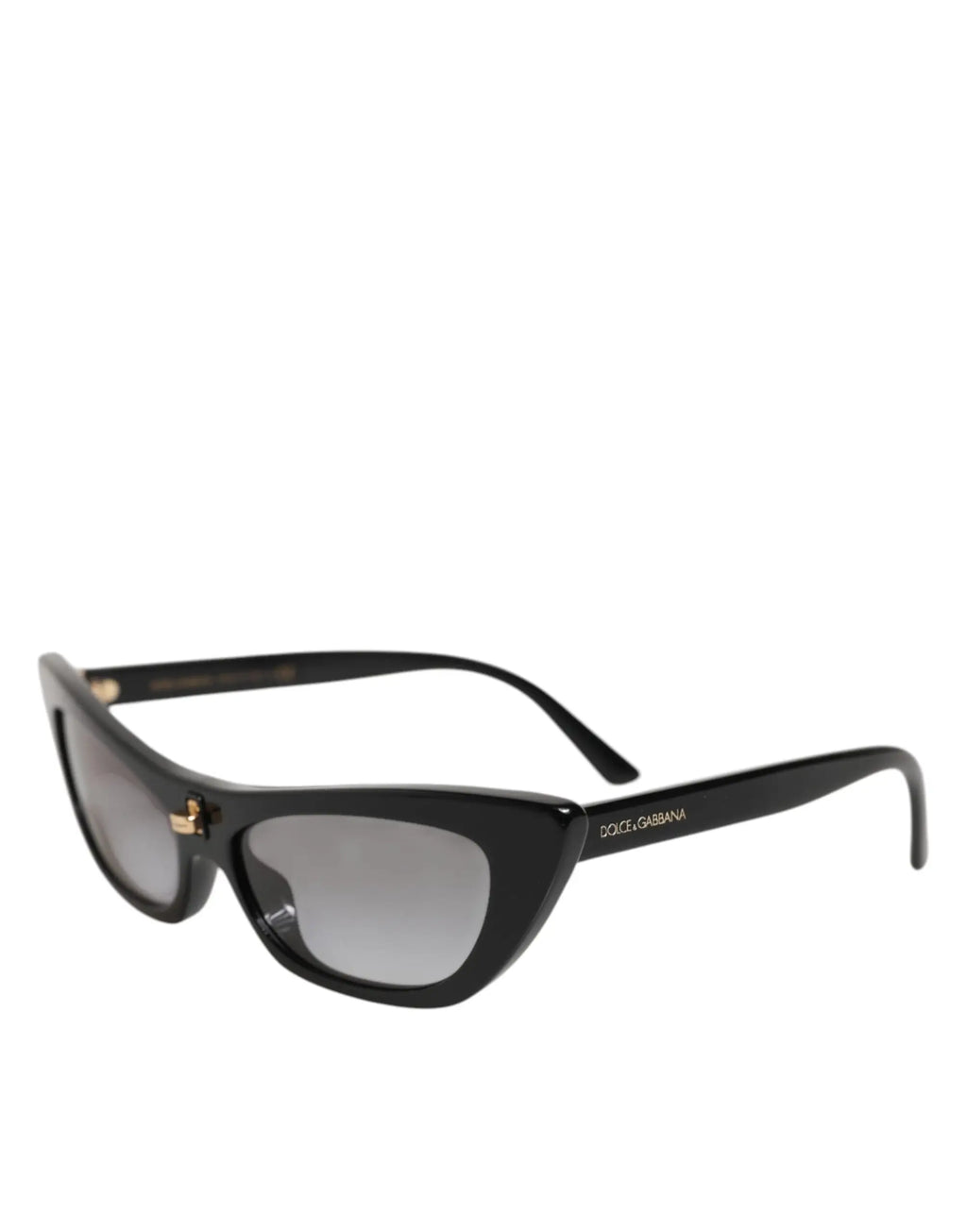 Lunettes de soleil dolce gabbana noires re edition dna monture œil de chat avec verres dégradés gris et ferrures dorées