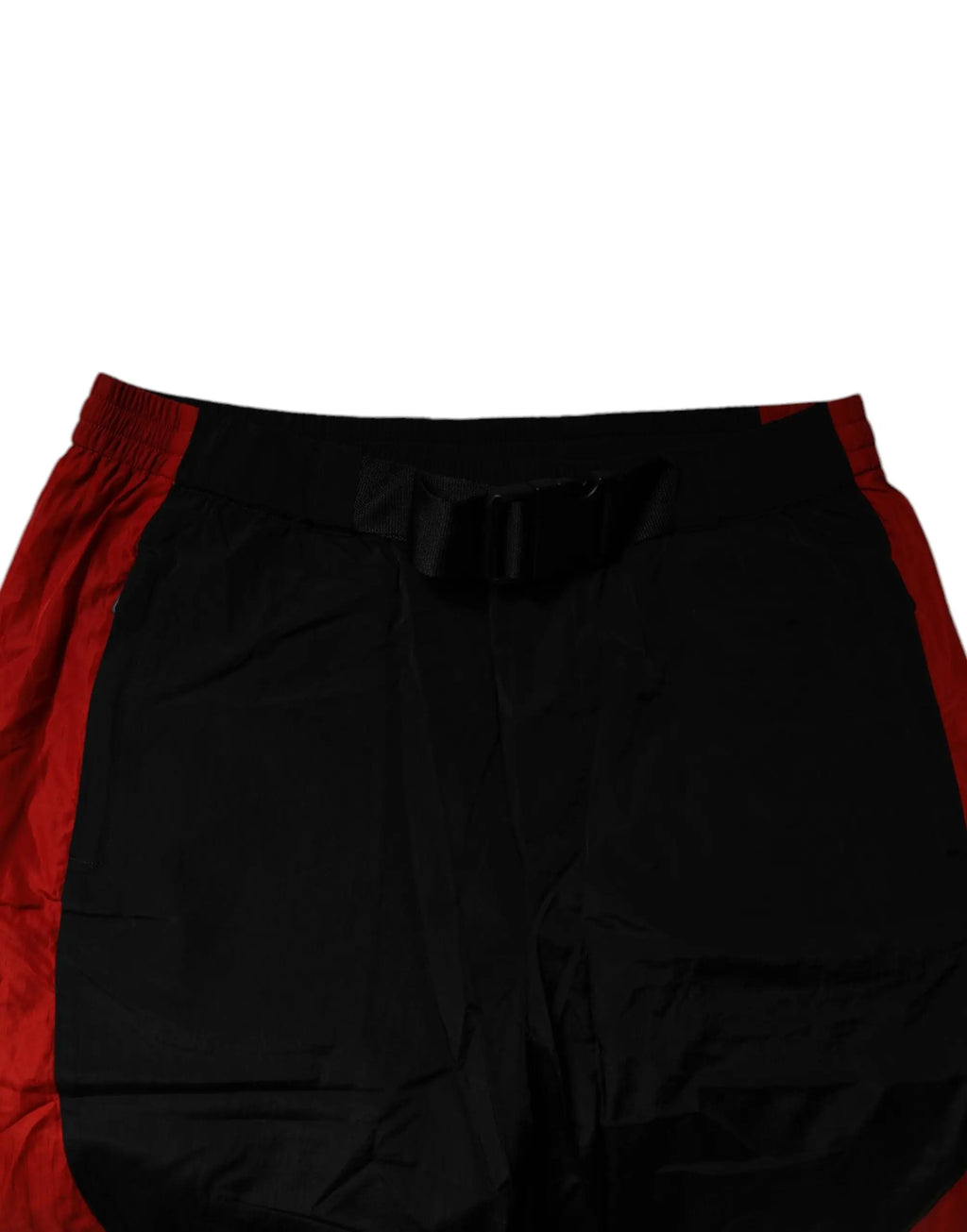 Pantalon de jogging nylon dolce & gabbana noir avec panneaux latéraux rouges et taille élastique noire