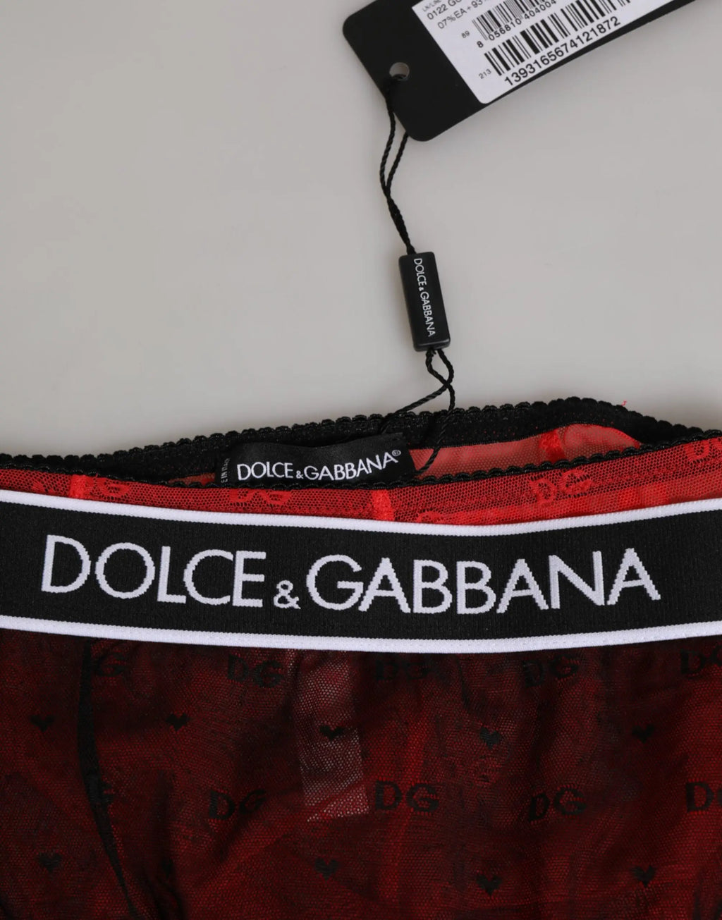 Culotte gainante taille haute dolce & gabbana rouge en nylon avec bande élastique noire logo blanc