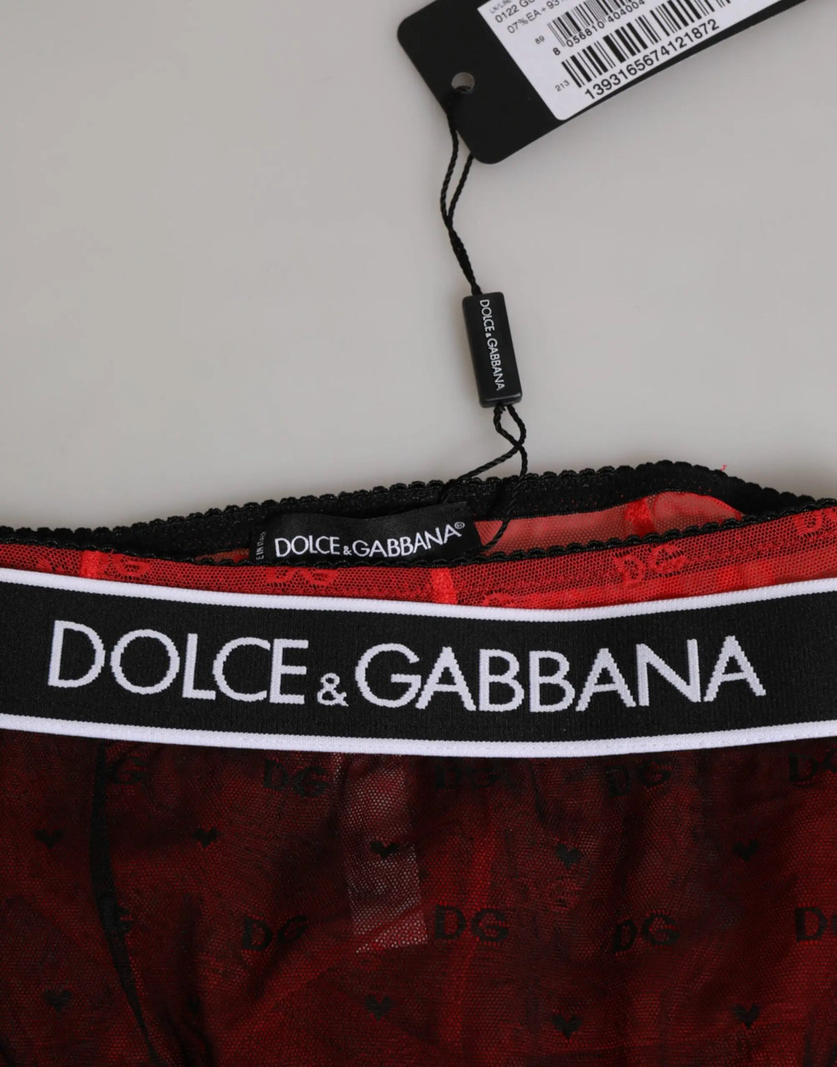 Culotte gainante taille haute dolce & gabbana rouge en nylon avec bande élastique noire logo blanc