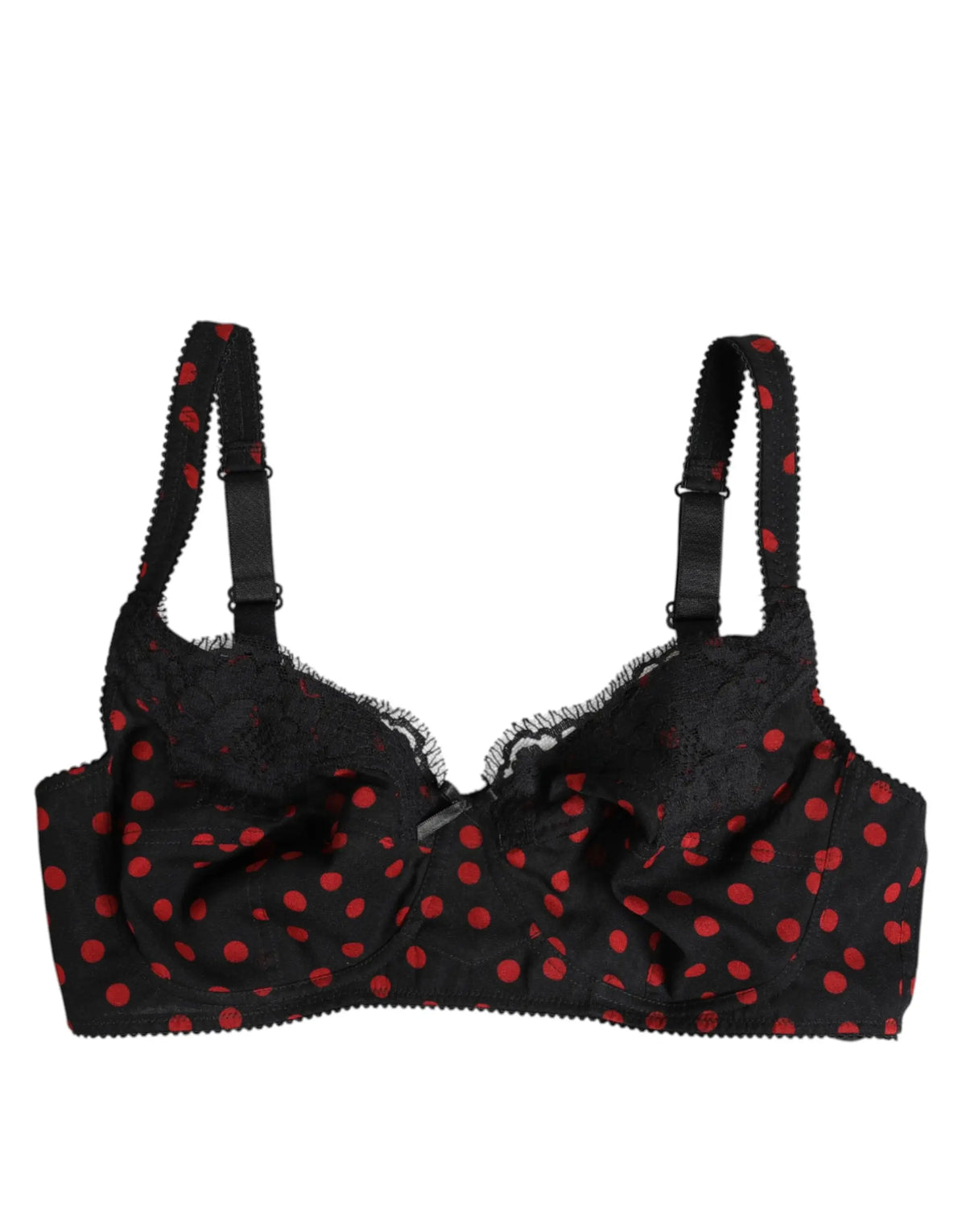 Dolce & gabbana balconette noir avec pois rouges et dentelle sous-cup soutien-gorge à armatures