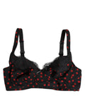 Dolce & Gabbana balconette noire à pois rouges avec armatures et bordure en dentelle pour sous-vêtements