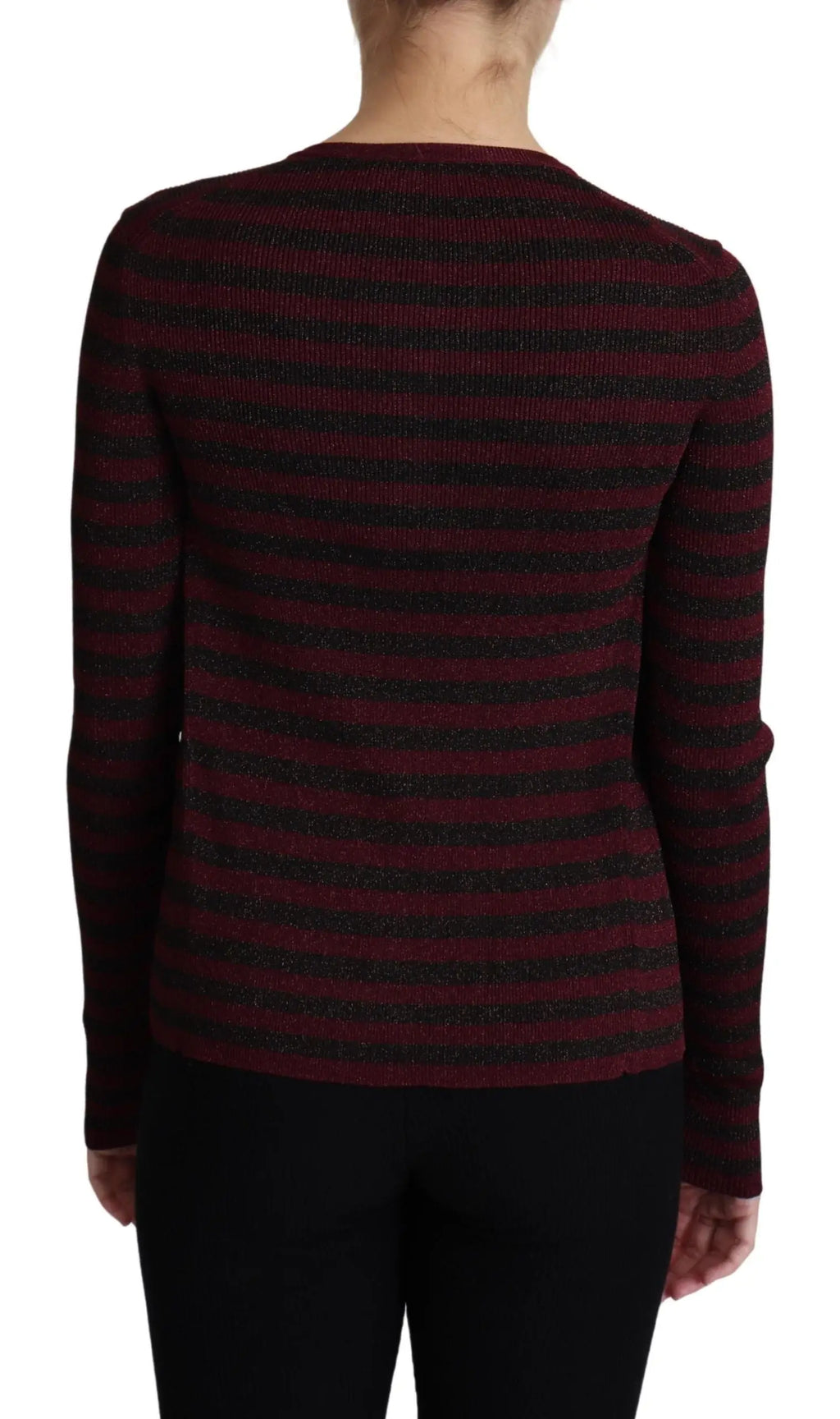 Cardigan dolce & gabbana en viscose à rayures horizontales noires et rouges avec un léger éclat