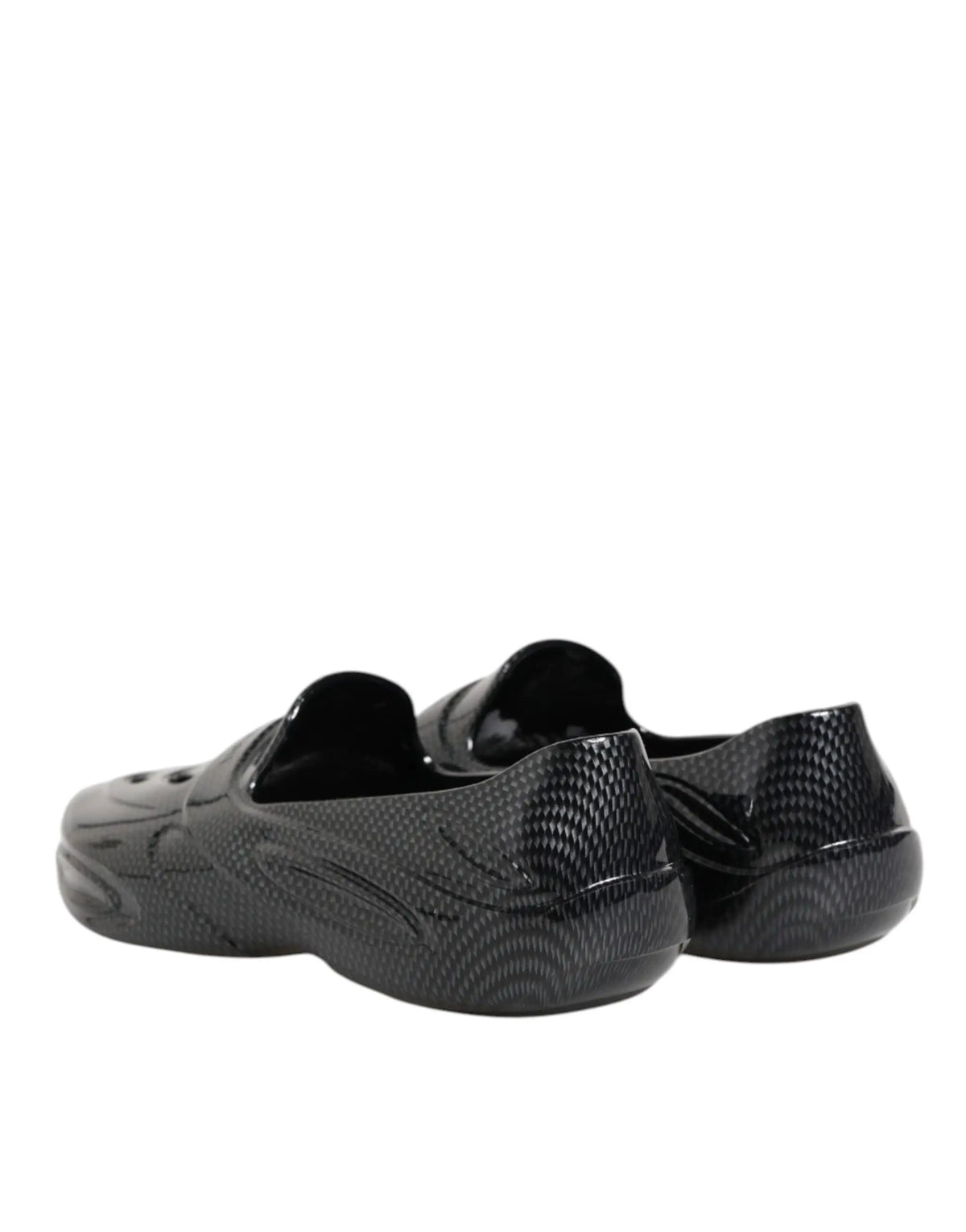 Dolce & gabbana chaussures sneakers basses en caoutchouc noir glissant avec motif ondulé texturé et perforations