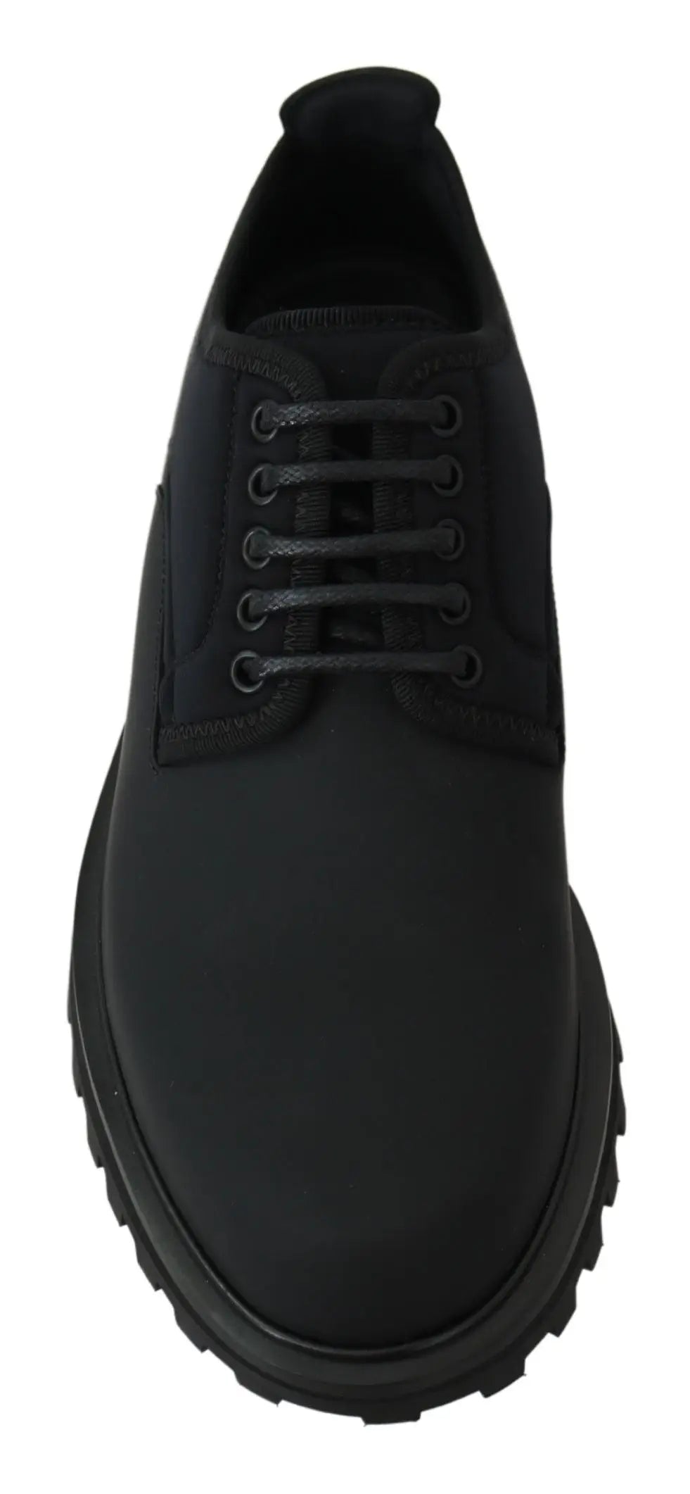 Derby noir en daim dolce et gabbana avec lacets assortis et semelle en caoutchouc épaisse vulcano