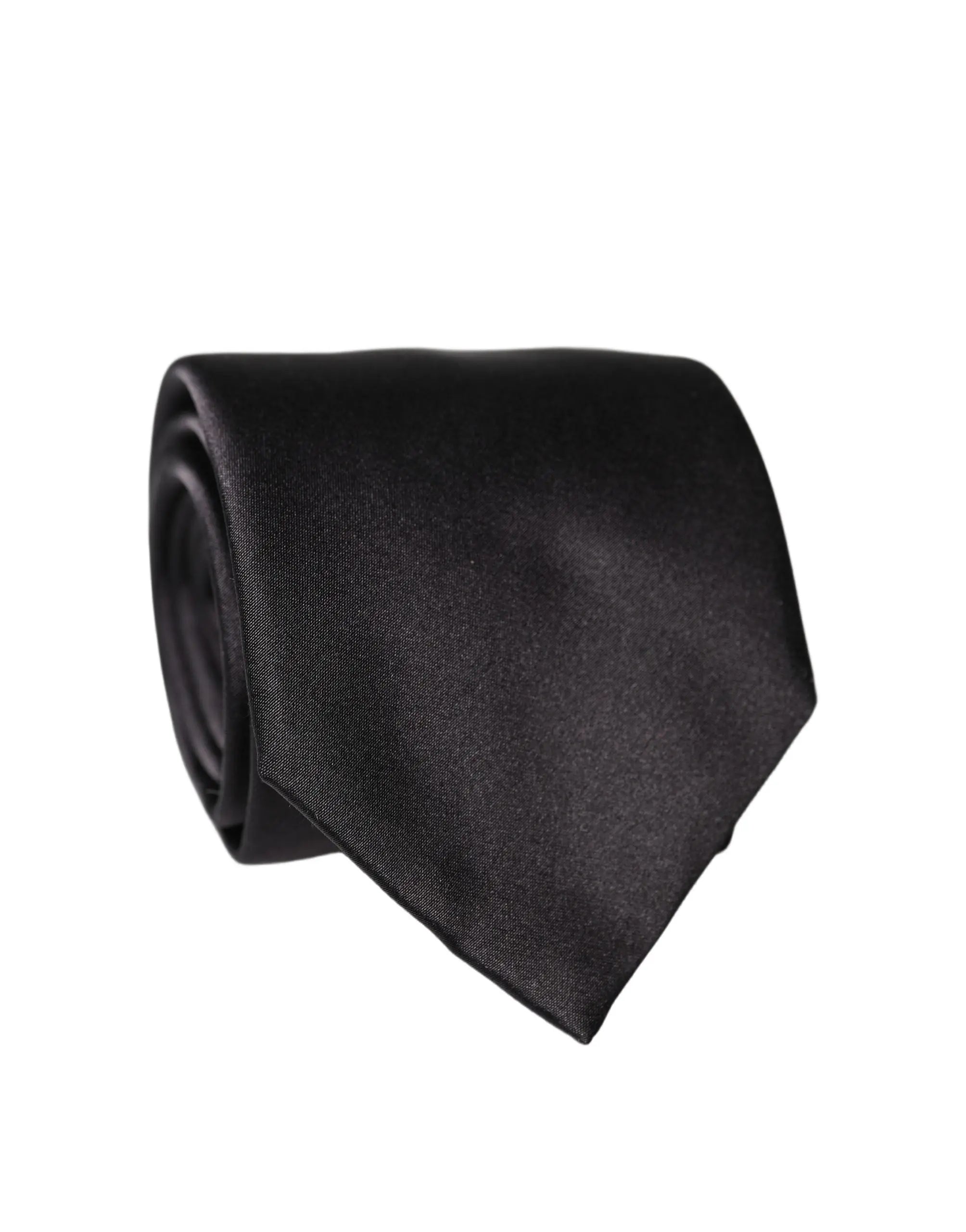 Un élégant nœud papillon noir en satin dolce & gabbana en soie 100 % réglable pour femme avec fini lustré