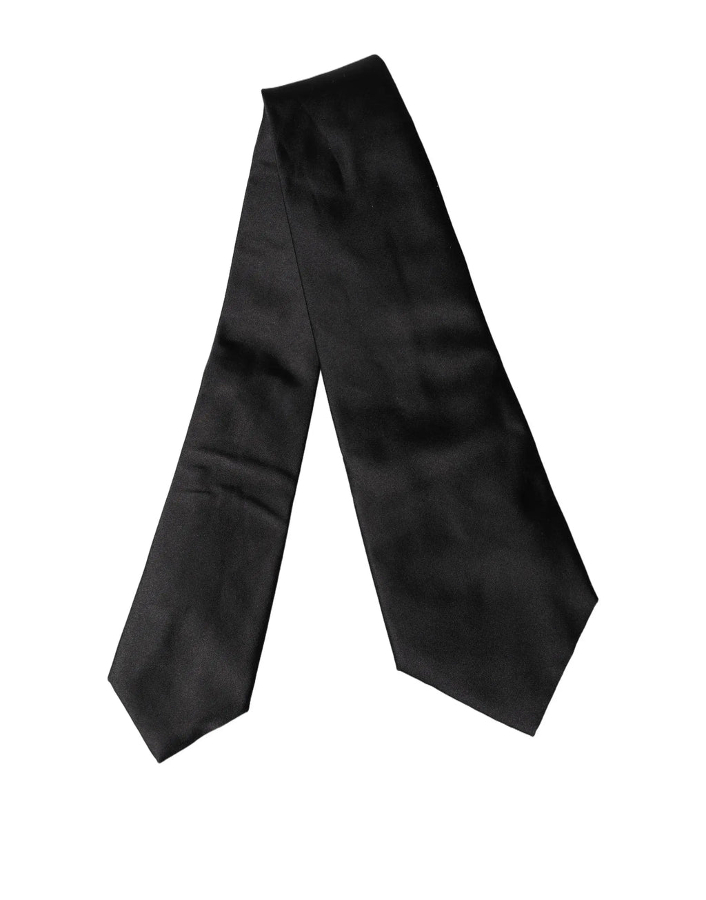 Dolce & Gabbana cravate noire en satin mélangé soi ajustable pour femme avec finition lisse et brillante