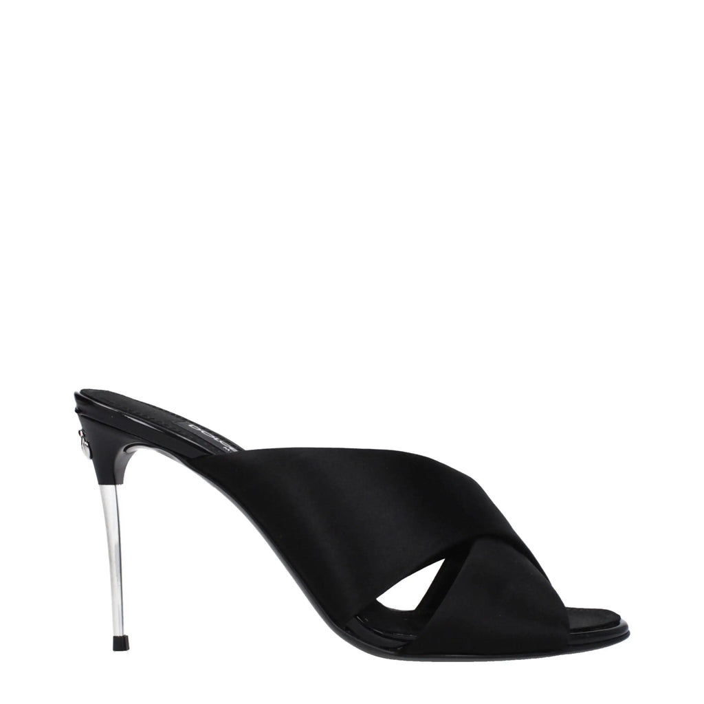 Dolce & gabbana sandales à talons aiguilles en satin noir avec talon en acrylique transparent