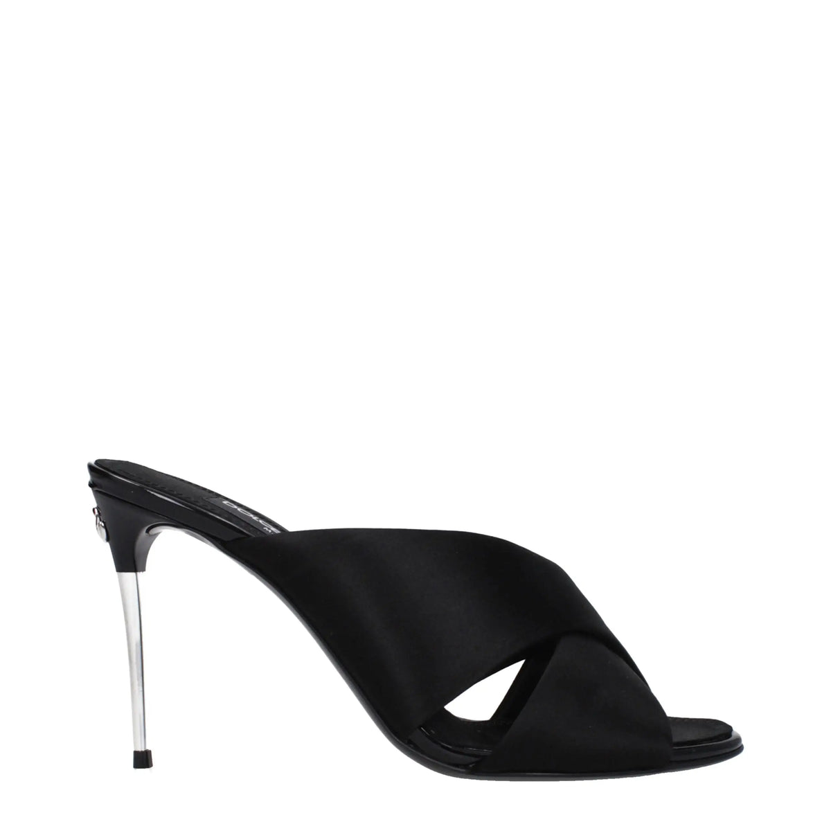 Dolce & gabbana sandales à talons aiguilles en satin noir avec talon en acrylique transparent