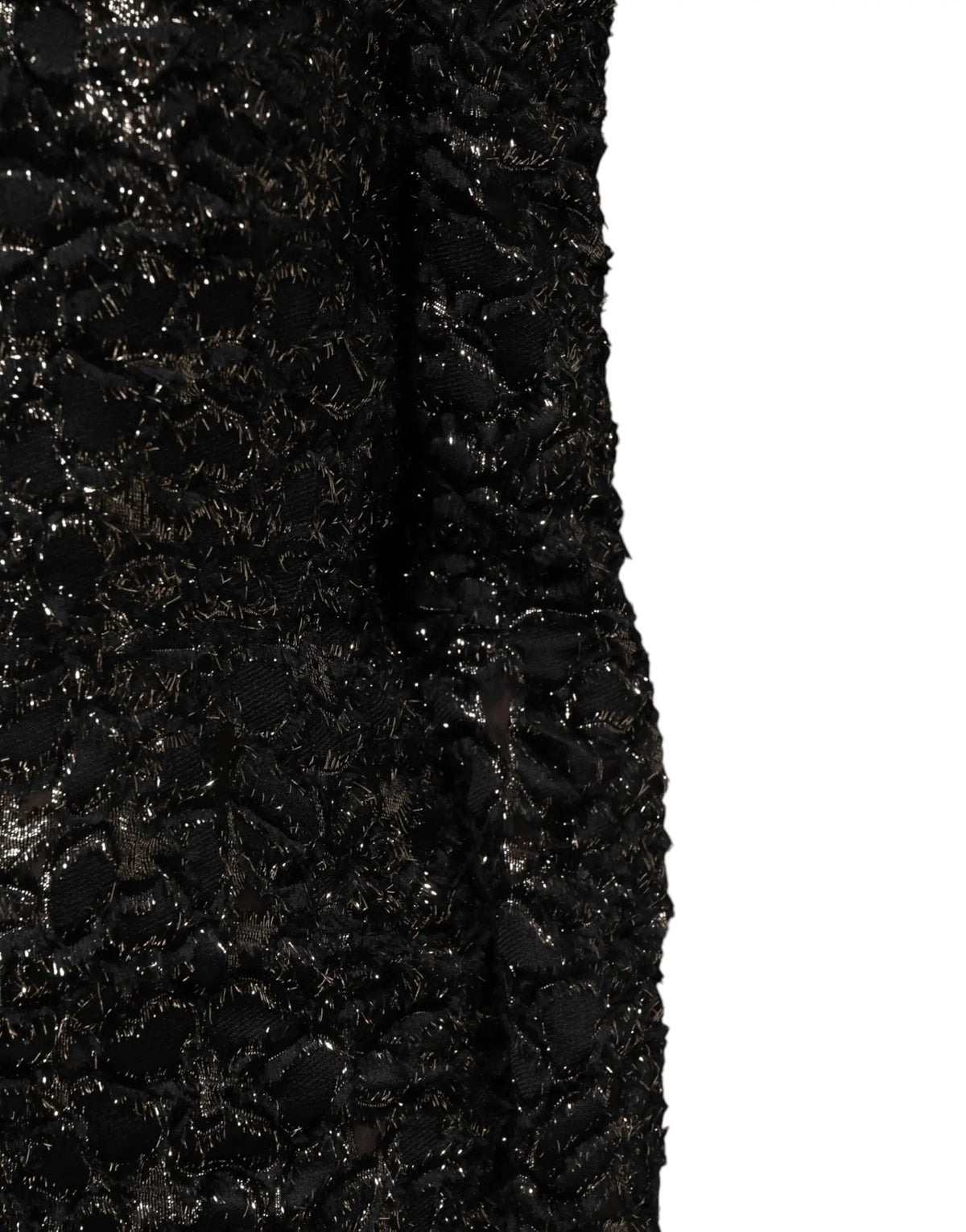 Robe fourreau noire dolce & gabbana en tweed bouclé avec sequins scintillants et texture élégante