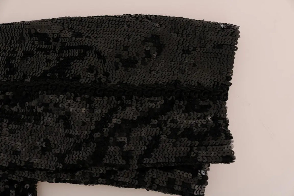 Short noir Dolce & Gabbana en tissu sequins noirs avec texture brillante dense et scintillante