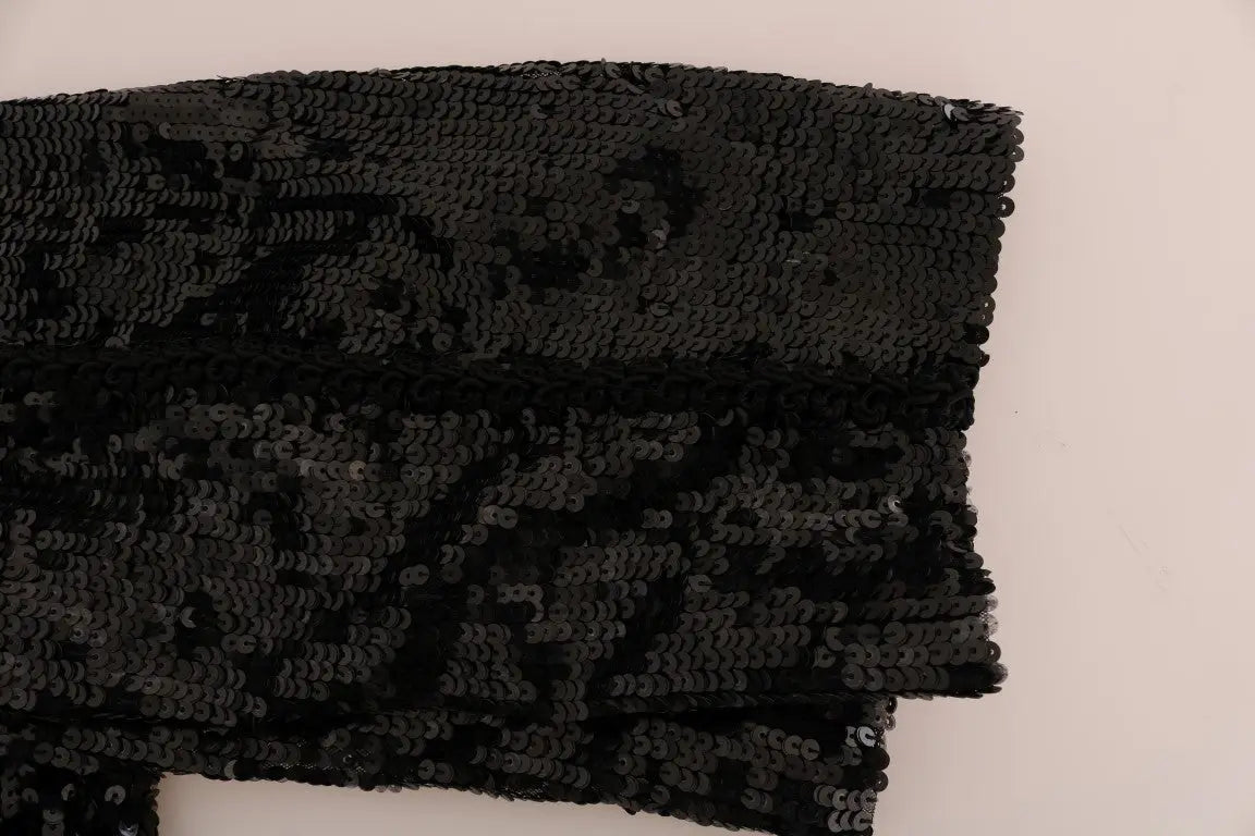 Short noir Dolce & Gabbana en tissu sequins noirs avec texture brillante dense et scintillante